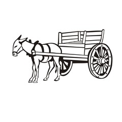 Fototapeta na wymiar Donkey with a cart