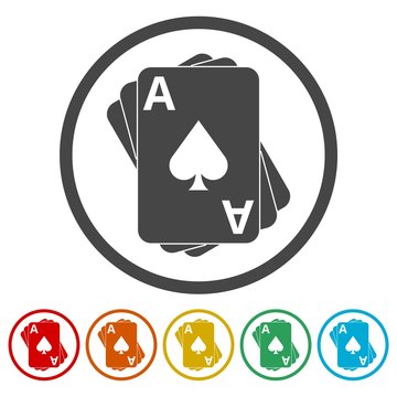 Playing cards icons set - vector Illustration 