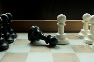 Shot of a chess board white house moving. Business leader concept.