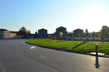 Statues and Foro Boario at Square Prato Della Valle in Padua, Italy