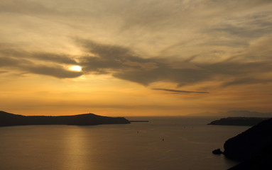 Fototapeta na wymiar Sunset Fira, Santorini, Greece