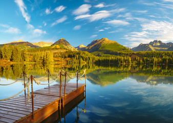 Obraz premium Mountain lake in the High Tatras in Slovakia, Strbske Pleso