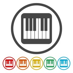 Piano Icons set Flat Graphic Design 