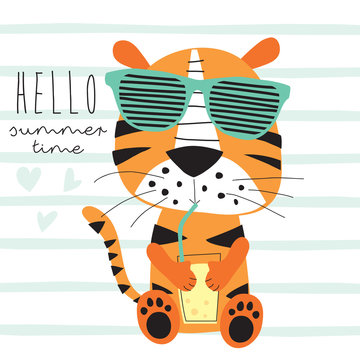 tiger animal t-shirt design vector illustration