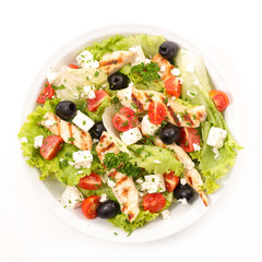 mixed vegetable salad with grilled chicken fillet