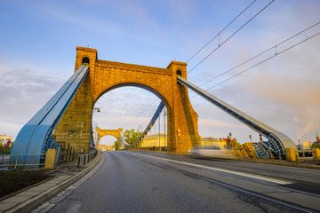 Fototapeta na wymiar Grunwaldzki Bridge in Wroclaw in Poland