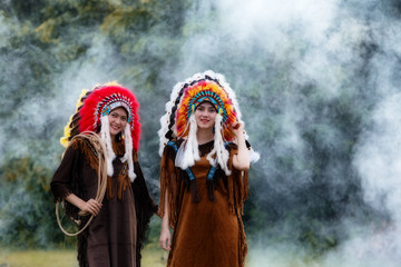 Woman wearing Indian red dress 