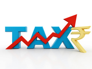 Rising Tax India Concept isolated in white background