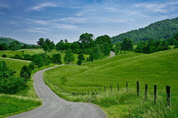 Byway:  A less-traveled road winds through the foothills of the Blue Ridge Mountains in western Virginia. © wakr10