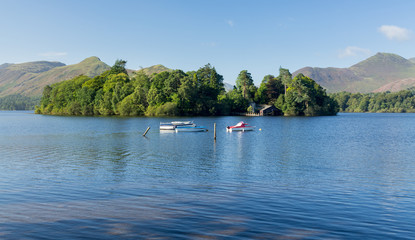 Boats on Derwent Water in Lake District