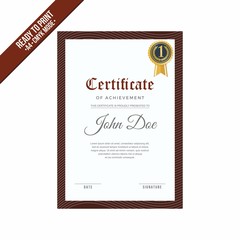Elegant red maroon Certificate decorated template shapes and golden lines vector
