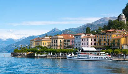View of the pier in Bellagio, Lago di Como, Italy