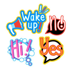 Sticker Set Social Media Network Message Badges Design Collection Vector Illustration