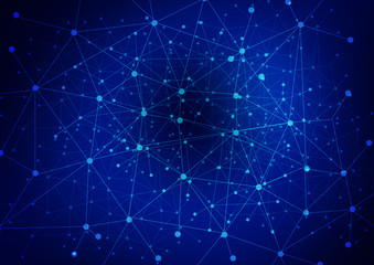 Abstract connection  blue color background
