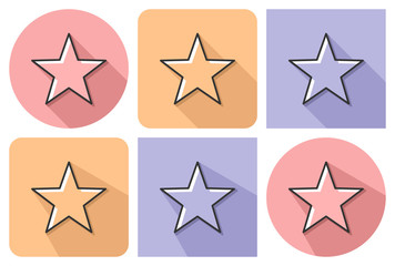 Outlined icon of star with parallel and not parallel  long shadows