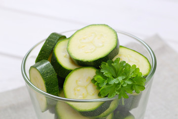 sliced green zucchini