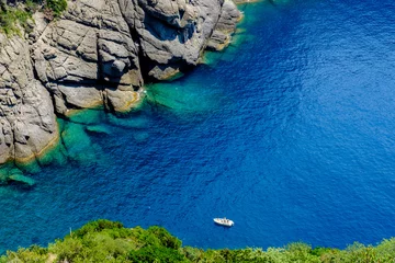 Zelfklevend Fotobehang Liguria Promontorio Portofino, ponorama baaien