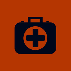 first aid kit icon. Red cross. Vector Illustration