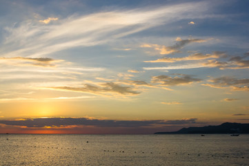 Amazing sea sunset, the sun, waves, clouds