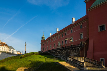 Fototapeta na wymiar Royal Castle and the Sigismund column in Warsaw, Poland