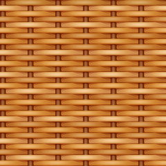 Бесшовная векторная текстура простого плетения из гладких коричневых прутьев
