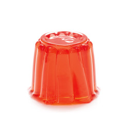 Strawberry jelly isolated on white background. Close up