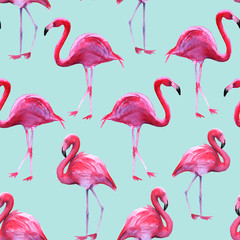 Background of pink flamingos. Seamless pattern.  - 163069183