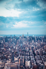 New York City aerial view across Manhattan.