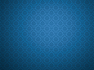 Blue damask pattern background - obrazy, fototapety, plakaty