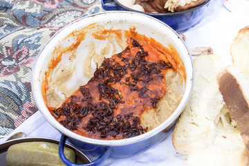 Hungarian boiled beans with red pepper