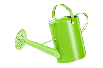 Green watering can, 3D rendering © alexlmx