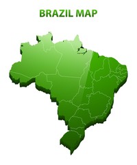 Obraz premium Highly detailed three dimensional map of Brazil with regions border