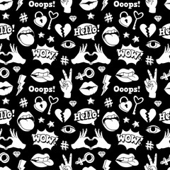 Seamless pattern with fashion patches.