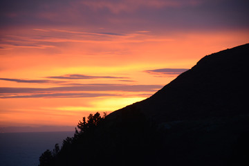 Ocean Beach Sunset from Golden Gate view point, San Francisco, California