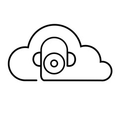Vector line icons cloud service music headphones disk