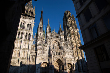 Rouen Cathedral at sunny day, Roman Catholic church in Rouen, Normandy, France.