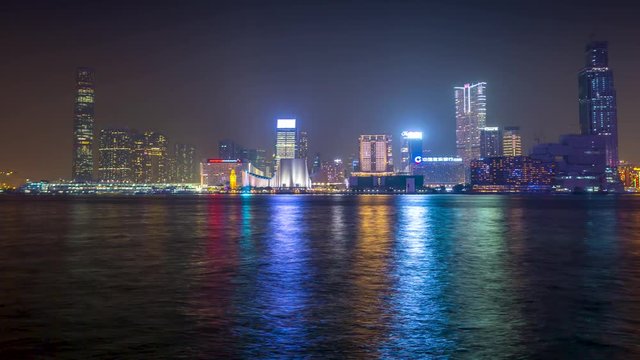 Hong Kong seafront view Night Timelapse
