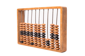 Old abacus on white background