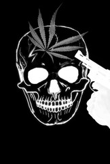 Skull marijuana gun, the danger of drugs