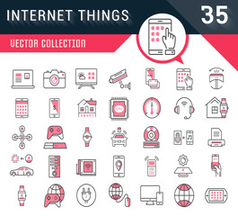 Set Vector Flat Line Icons Internet of Things