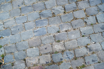 Vintage grey cobblestone road