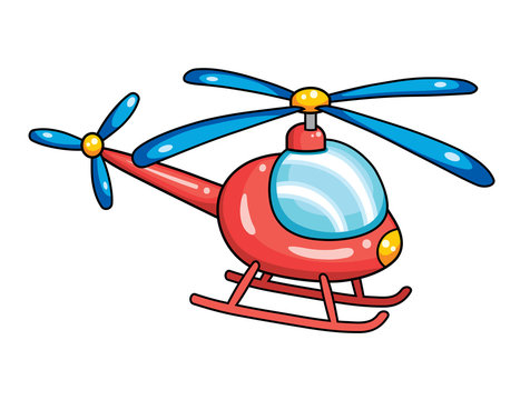 Red toy helicopter isolated.