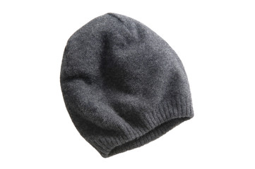 Knitted hat on a white background