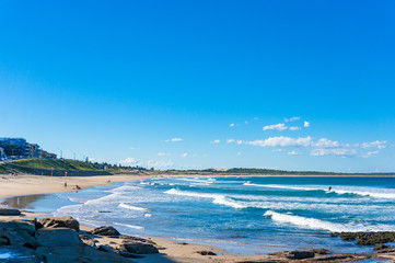 Ocean beach and coastline at sunny day