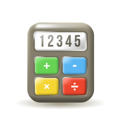 Cute Calculator Icon on White Background . Isolated Vector Illustration 