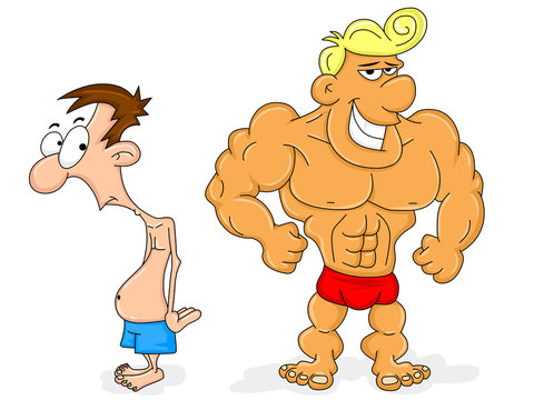 Bodybuilder and a Skinny Guy