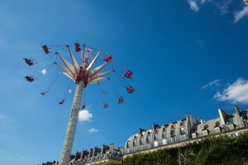 A summer funfair  in the Tuileries Gardens, in the center of Paris