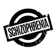 Schizophrenia rubber stamp. Grunge design with dust scratches. Effects can be easily removed for a clean, crisp look. Color is easily changed.