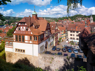 Blick vom Schloss auf Tübingen am Neckar, Schwarzwaldkreis