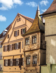 Fototapeta na wymiar Fassaden in den alten Gässchen von Tübingen am Necker, Schwarzwaldkreis